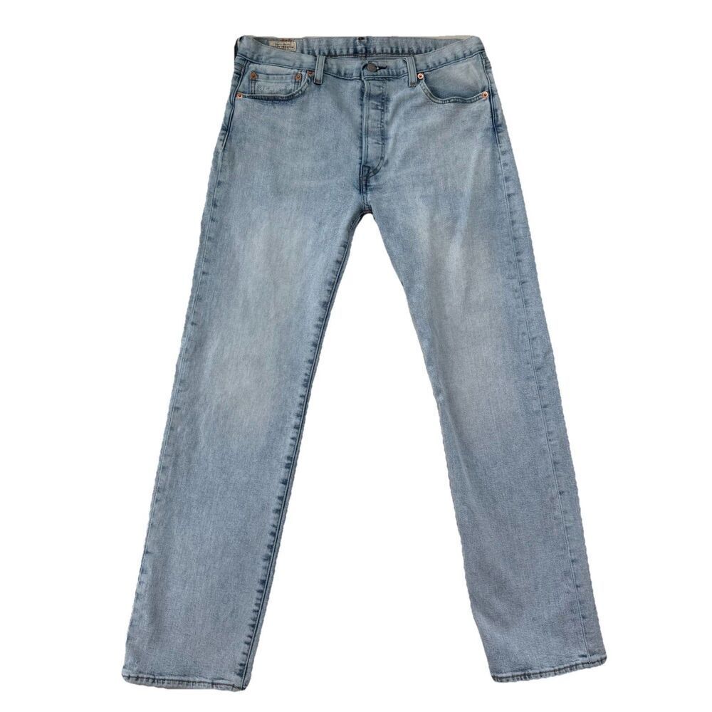 Levis 501 Jeans Mens 33x32 Straight Button Fly Mid Rise Light Wash Denim Y2K